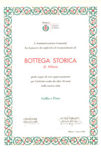 Gallia e Peter bottega storica di milano